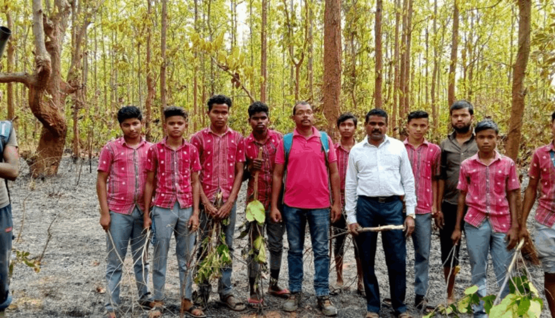 Students helps in extinguish forest fire in Sambalpur